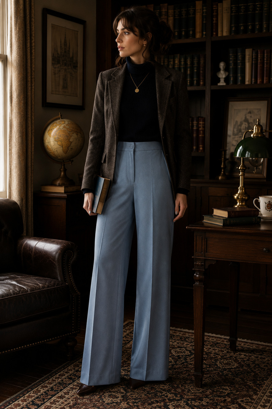 Vtg Ann Taylor Premium Wool Cashmere Tailored Trousers Blue Sz 2 Fully Lined